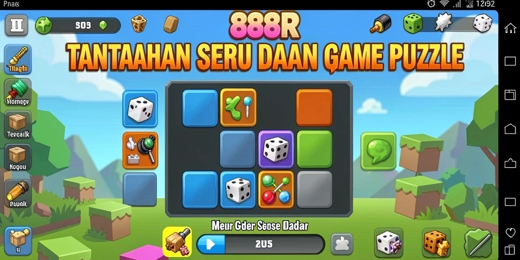 Screenshot utama gameplay 888R menampilkan teka-teki yang menarik dan penuh warna.