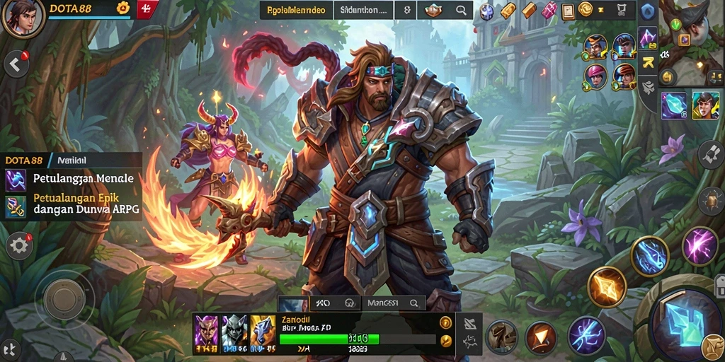 Tangkapan layar utama DOTA88 menampilkan aksi pertarungan epik dalam game ARPG.