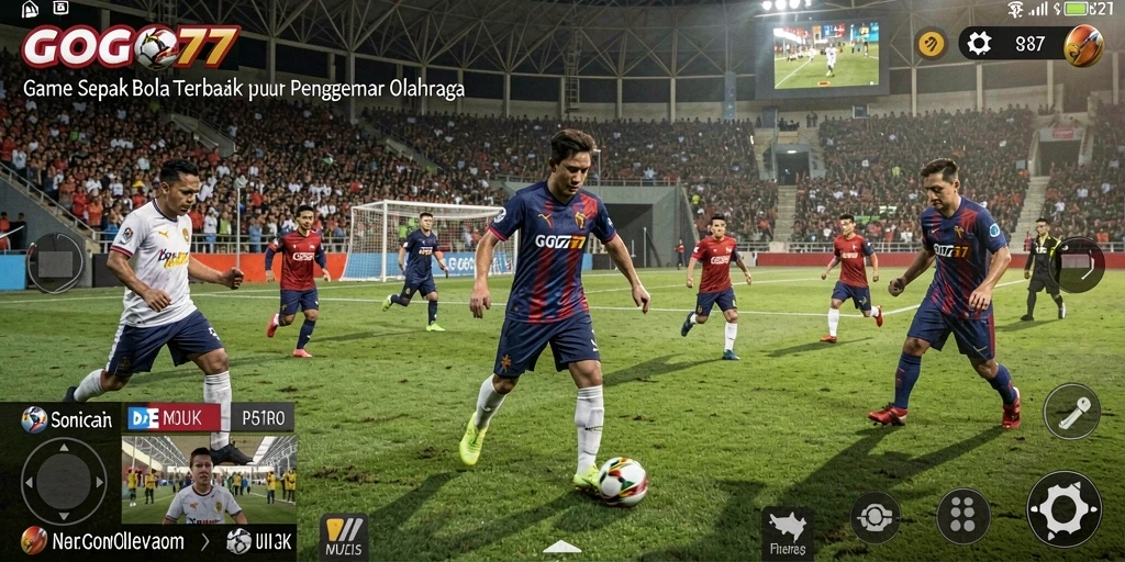 Tangkapan layar GOGO77 menunjukkan aksi pertandingan sepak bola yang seru.