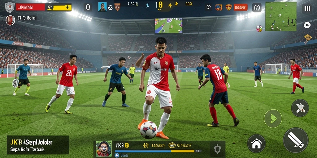 Tampilan gameplay <strong>JKT8</strong> yang mendebarkan di lapangan sepak bola.