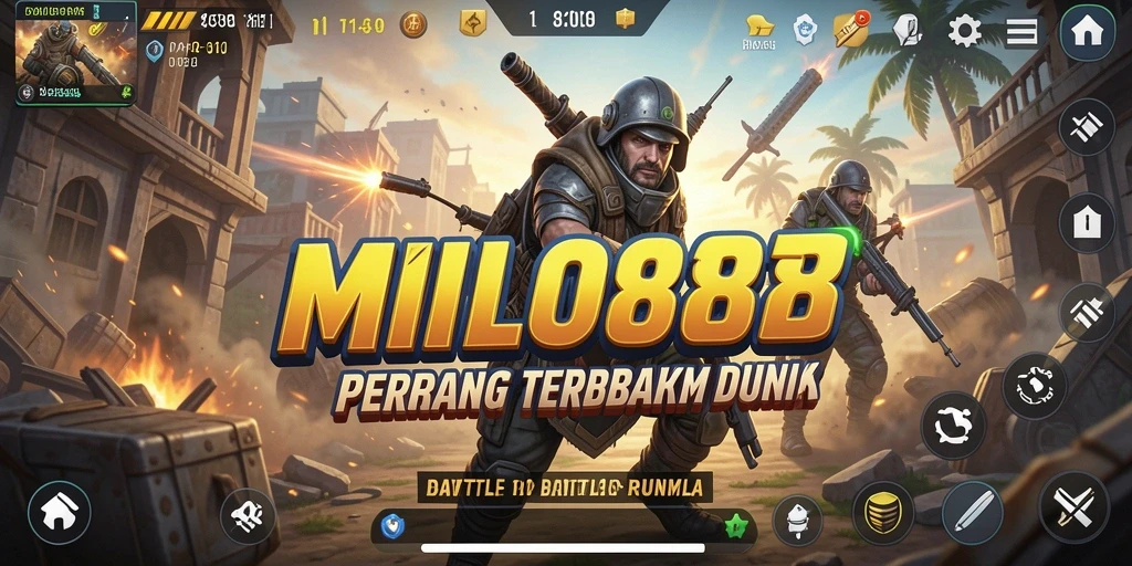 Tangkapan layar utama MILO88 menampilkan pertempuran seru dalam game Battle Royale.