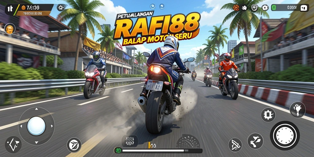 Gameplay seru dalam balapan motor RAFI88.