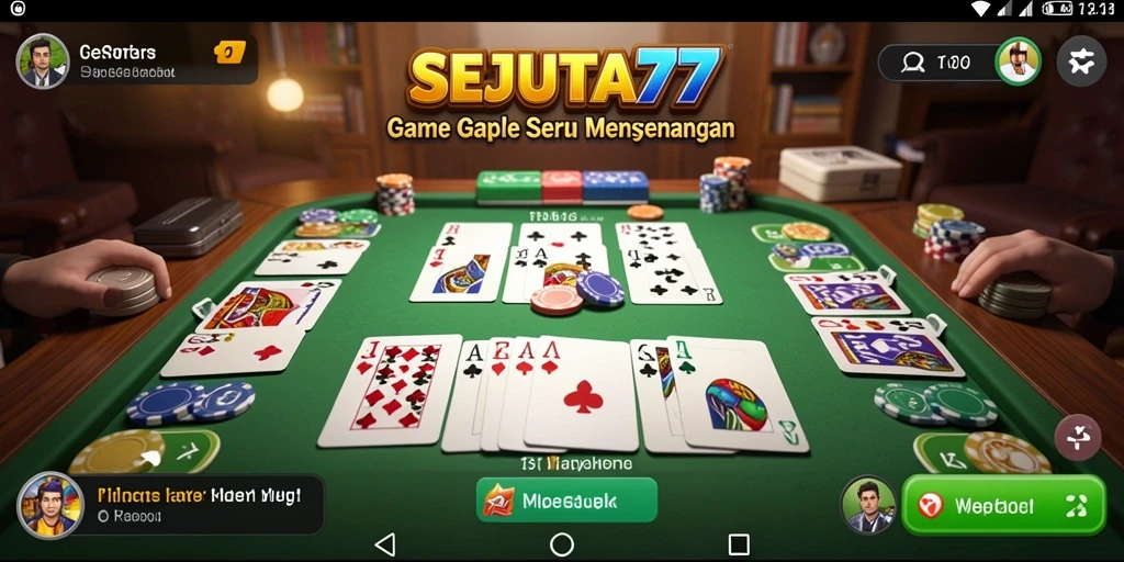 Gameplay seru SEJUTA77 dengan suasana bermain Gaple yang menarik.