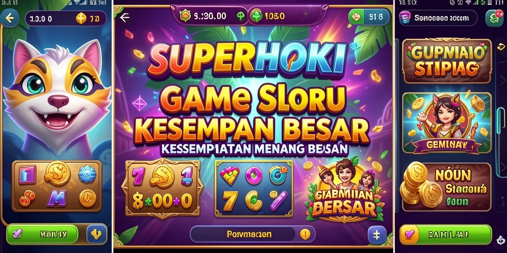 Tampilan gameplay SUPERHOKI dengan mesin slot yang menawan.