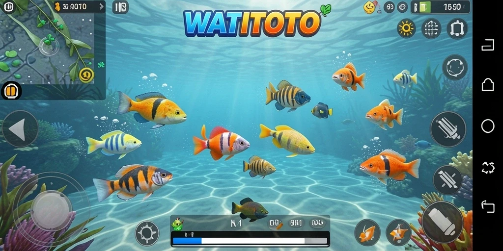 Tampilan gameplay WATITOTO yang mengasyikkan saat menembak ikan.